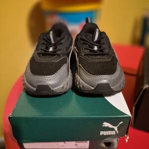 Puma Kids Black and Gray Trail-Style Sneakers